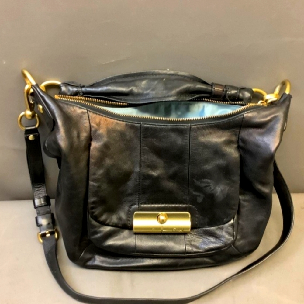 Coach Kristin black Leather North South Convertible Hobo Xbody 16808
